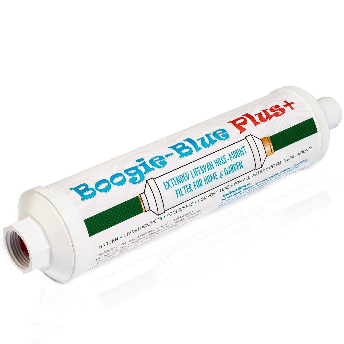 Boogie Blue Plus Garden Hose Water Filter for RV and Outdoor use - Removes Chlorine, Chloramines, VOCs, Pesticides/Herbicides for Organic Gardener